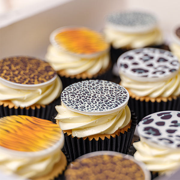 Edible Animal Print themed Cupcakes.