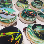 Load image into Gallery viewer, Frog Jungle Themed Edible Photo Cupcakes
