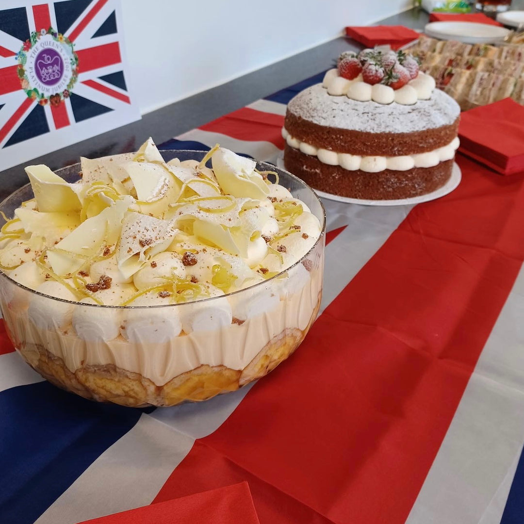 Platinum Jubilee: Lemon and amaretti trifle and classic Victoria sandwich cake.