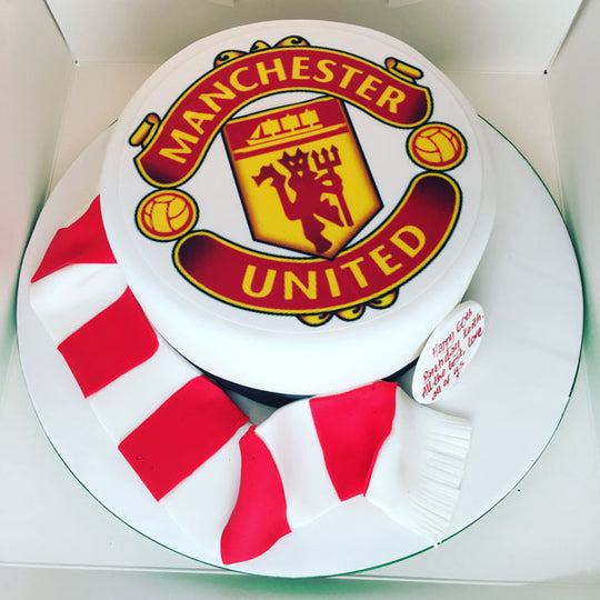 Themed Football Photo Cake with Scarf Decoration Fondant