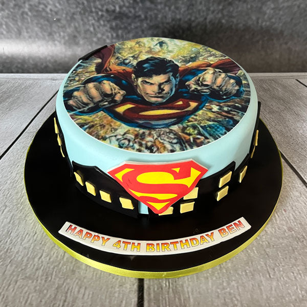 Superman Hero Photo and Fondant Cake