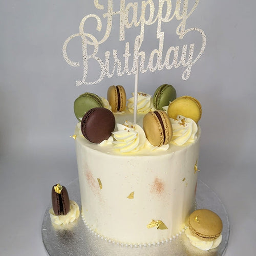 Watercolor Buttercream Cake with French Macarons - Curly Girl Kitchen