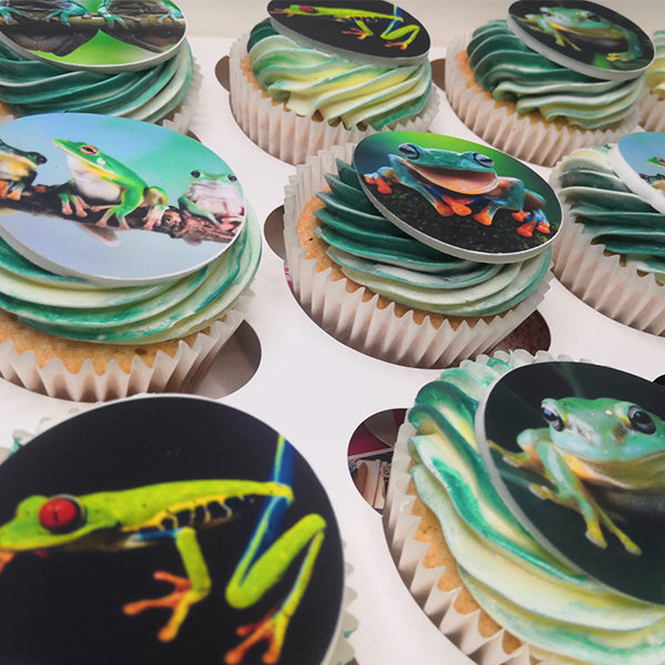 Frog Jungle Themed Edible Photo Cupcakes