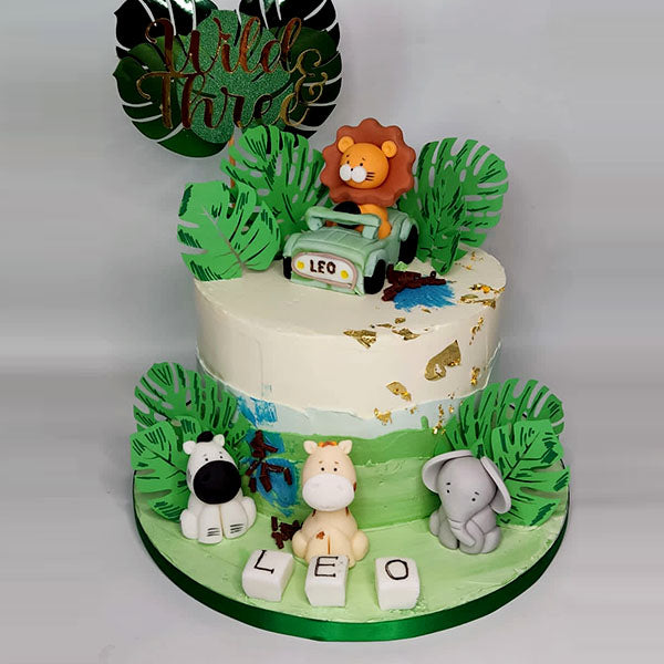 JUNGLE SAFARI ANIMALS ROUND EDIBLE BIRTHDAY CAKE TOPPER DECORATION  PERSONALISED | eBay
