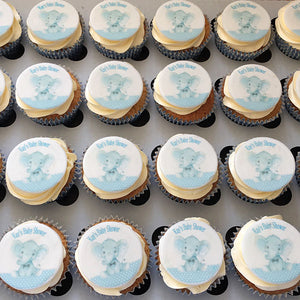 Blue Elephant Photo Cupcakes for a Baby Shower